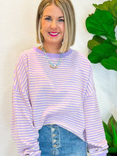 Load image into Gallery viewer, Striped Round Neck Long Sleeve Sweatshirt
