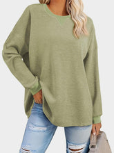 Load image into Gallery viewer, Waffle Knit Round Neck Long Sleeve T-Shirt
