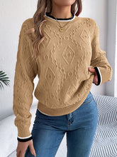 Load image into Gallery viewer, Contrast Trim Round Neck Long Sleeve Sweater
