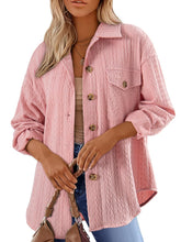 Load image into Gallery viewer, Textured Button Up Long Sleeve Shacket
