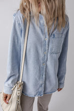 Load image into Gallery viewer, Pocketed Collared Neck Denim Top
