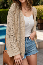Load image into Gallery viewer, Openwork Open Front Dropped Shoulder Cardigan
