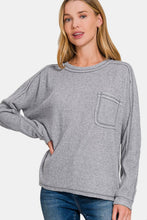 Load image into Gallery viewer, Zenana Full Size Contrast Stitching Brushed Ribbed Hacci Knit Top
