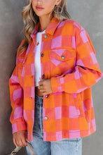 Load image into Gallery viewer, Plaid Collared Neck Button Up Jacket
