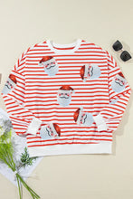 Load image into Gallery viewer, Sequin Santa Striped Round Neck Long Sleeve Sweatshirt
