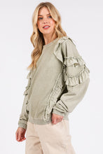 Load image into Gallery viewer, Mittoshop Ruffled Mineral Washed Round Neck Long Sleeve Sweatshirt
