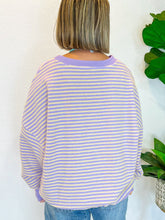 Load image into Gallery viewer, Striped Round Neck Long Sleeve Sweatshirt
