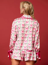 Load image into Gallery viewer, Tied Printed Collared Neck Long Sleeve Top and Shorts Set
