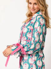 Load image into Gallery viewer, Tied Printed Collared Neck Long Sleeve Top and Shorts Set
