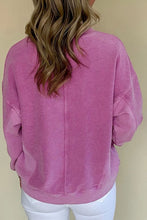 Load image into Gallery viewer, Notched Dropped Shoulder Long Sleeve Sweatshirt
