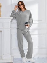 Load image into Gallery viewer, Dropped Shoulder Long Sleeve Hoodie and Pants Set
