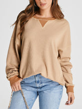 Load image into Gallery viewer, Waffle Knit Round Neck Long Sleeve T-Shirt
