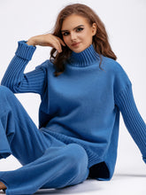 Load image into Gallery viewer, Basic Bae High- Low Turtleneck Long Sleeve Top and Pants Sweater Set
