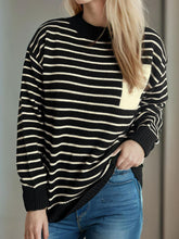 Load image into Gallery viewer, Striped Mock Neck Long Sleeve Sweater
