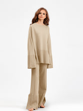 Load image into Gallery viewer, Basic Bae Slit Round Neck Long Sleeve Top and Drawstring Pants Sweater Set
