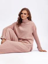 Load image into Gallery viewer, Basic Bae High- Low Turtleneck Long Sleeve Top and Pants Sweater Set
