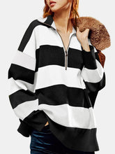 Load image into Gallery viewer, Color Block Half Zip Long Sleeve Sweater
