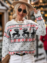 Load image into Gallery viewer, Perfee Reindeer Round Neck Long Sleeve Sweater
