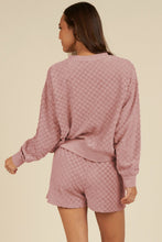 Load image into Gallery viewer, Round Neck Long Sleeve Checkered Top and Shorts Set
