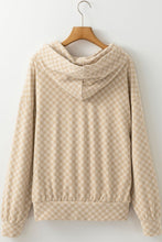 Load image into Gallery viewer, Checkered Print Kangaroo Pocket Drawstring Hoodie
