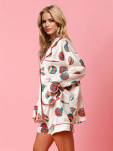 Load image into Gallery viewer, Printed Collared Neck Long Sleeve Top and Shorts Set
