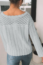 Load image into Gallery viewer, Openwork Round Neck Long Sleeve Knit Top
