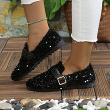 Load image into Gallery viewer, Sequin Round Toe Slip-Ons
