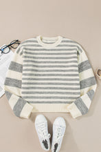 Load image into Gallery viewer, Striped Round Neck Dropped Shoulder Sweater
