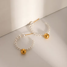 Load image into Gallery viewer, Stainless Steel Synthetic Pearl C-Hoop Earrings
