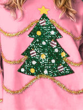 Load image into Gallery viewer, Sequin Christmas Tree Round Neck Sweatshirt
