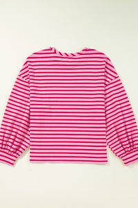 Striped Round Neck Long Sleeve Sweatshirt