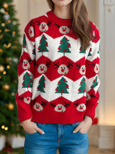 Load image into Gallery viewer, Christmas Element Round Neck Long Sleeve Sweater
