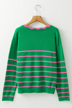 Load image into Gallery viewer, Bow Striped V-Neck Long Sleeve Cardigan
