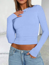 Load image into Gallery viewer, Solid Color Round Neck Long Sleeve T-Shirt
