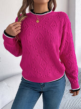 Load image into Gallery viewer, Contrast Trim Round Neck Long Sleeve Sweater
