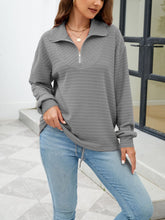 Load image into Gallery viewer, Textured Quarter Zip Long Sleeve Sweatshirt
