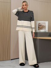 Load image into Gallery viewer, Basic Bae Striped Round Neck Long Sleeve Top and Pants Sweater Set
