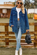 Load image into Gallery viewer, Buttoned Collared Neck Denim Jacket with Pockets
