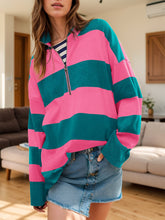 Load image into Gallery viewer, Color Block Half Zip Long Sleeve Sweater
