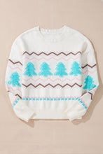 Load image into Gallery viewer, Christmas Tree Ribbed Hem Dropped Shoulder Sweater
