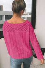 Load image into Gallery viewer, Openwork Round Neck Long Sleeve Knit Top
