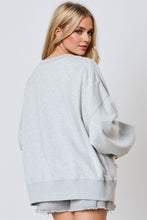 Load image into Gallery viewer, Pearl Bow Round Neck Dropped Shoulder Sweatshirt
