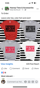 2X - black shirt, red font v neck!