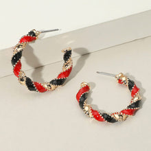Load image into Gallery viewer, 1 blue/white and 
1 red/black earrings
