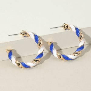 1 blue/white and 
1 red/black earrings
