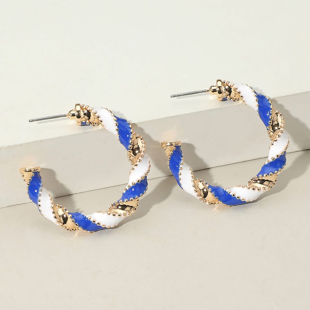 1 blue/white and 
1 red/black earrings