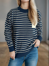 Load image into Gallery viewer, Striped Mock Neck Long Sleeve Sweater
