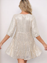 Load image into Gallery viewer, Sequin Round Neck Half Sleeve Mini Dress
