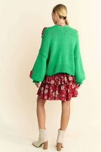 Load image into Gallery viewer, Davi &amp; Dani Floral Applique Open Front Drop Shoulder Cardigan
