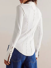 Load image into Gallery viewer, Exposed Seam Snap Down Collared Neck Long Sleeve Top
